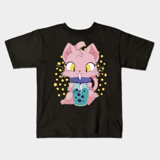 Cat Boba Tea Bubble tea Anime Kawaii Neko for Girls Teenager Kids T-Shirt